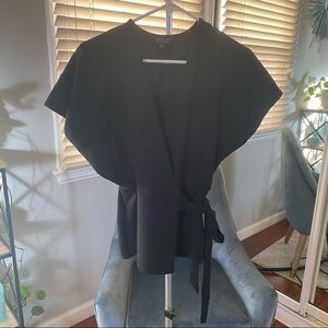 Topshop black wrap blouse